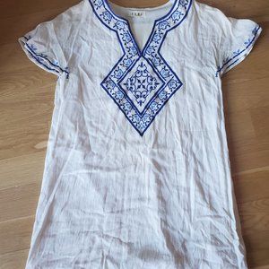 Blue & White Embroidered Tunic Dress